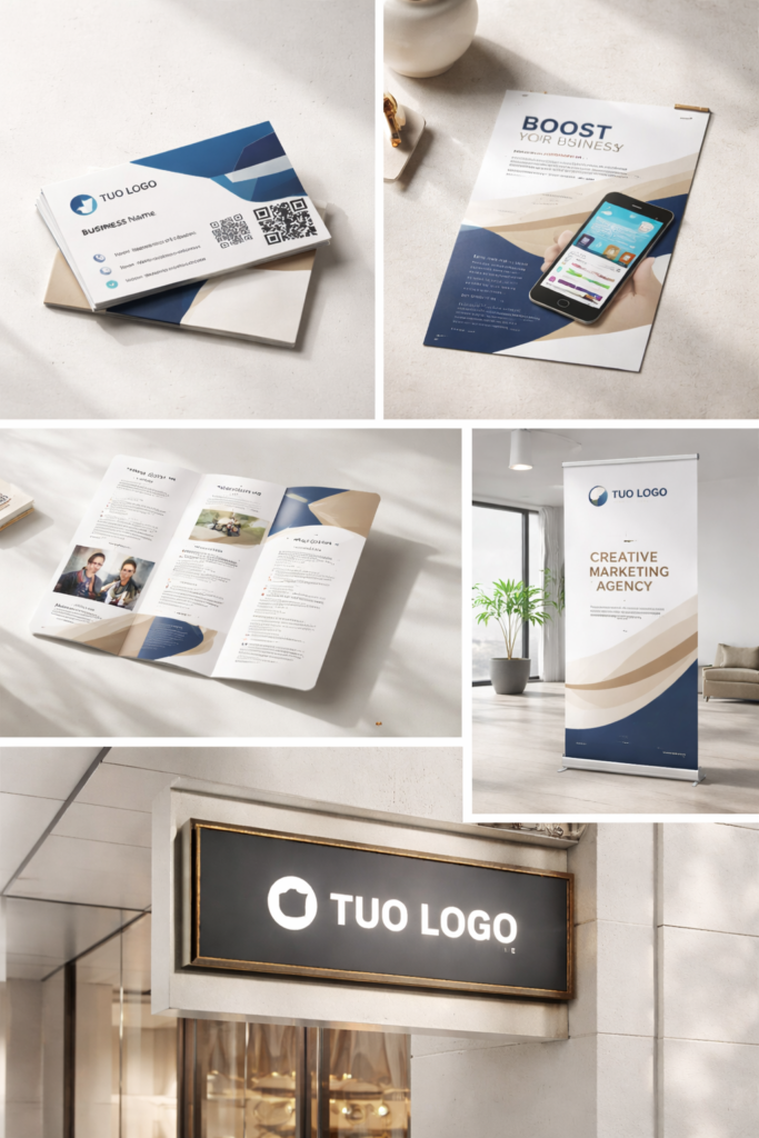 materiali di marketing eleganti e minimalisti